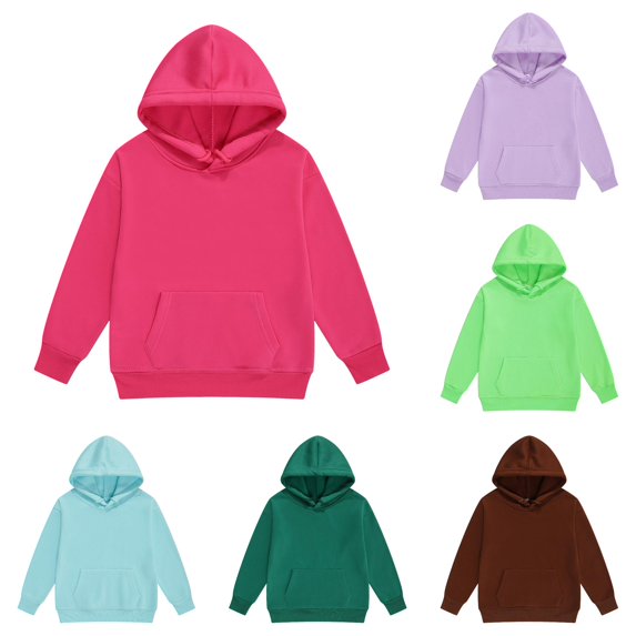 Rggeeun Toddler Girls Pullover Hooded Long Sleeve Solid Color Soft Casual Lightweight Hoodie with Adjustable Drawstring & Pocket for Fall Outdoor Picnics Comfort Tops,Red,8-9 Years