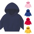 thumbnail image 1 of Rggeeun Toddler Girls Pullover Solid Color Hoodie Long Sleeve Hooded Loose Soft Casual for Fall Holiday Comfort Tops,Blue,5-6 Years, 1 of 3