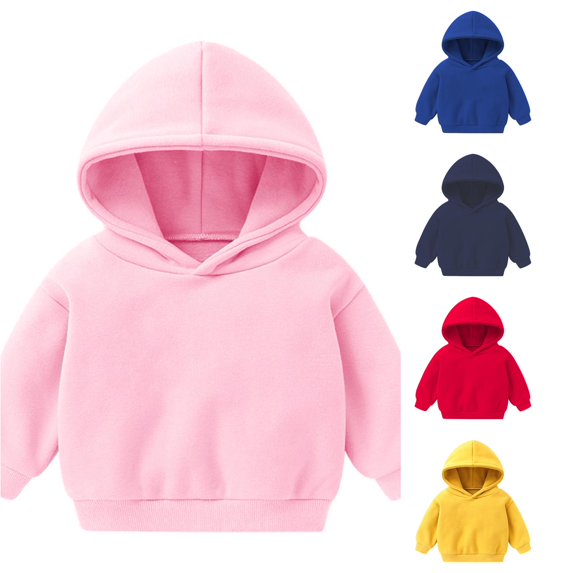 Rggeeun Toddler Girls Pullover Solid Color Hoodie Long Sleeve Hooded Loose Soft Casual for Fall Outdoor Picnics Classic Tops,Pink,3-4 Years