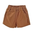 thumbnail image 1 of Rggeeun Toddler Girls Shorts Casual Kids Solid Color Elastic Waist With Side Pockets Wide-Leg Design Play Comfortable Basic Relaxed Fit Bottoms,Coffee,2-3 Years, 1 of 2