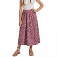 thumbnail image 1 of Rggeeun Toddler Girls Skirt Cute Floral Pattern Pleated Elastic High Waist Ankle Length Loose Fit For Beach Lounging Casual Skirts,Red,13-14 Years, 1 of 6