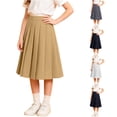 thumbnail image 1 of Rggeeun Toddler Girls Skirt Solid Color Pleated Ruffle Elastic High Waist Knee Length A Line for Summer Party Lovely Skirts,Brown,5-6 Years, 1 of 8