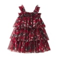 thumbnail image 1 of Rggeeun Toddler Girls Sleeveless Square Collar Floral Holiday Party Tiered Mesh Dress Dance Dresses Clothes Adorable Casual O-Neck Sundress, 1 of 5