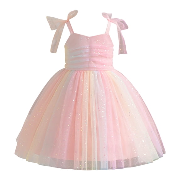 Rggeeun Toddler Girls Sleeveless V-Neck Spaghetti Strap Dress Dance Party Princess Dresses Clothes Cute Casual Sundress
