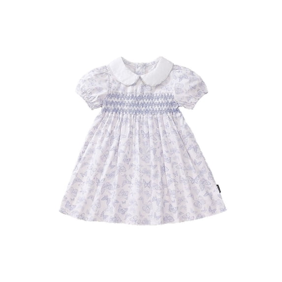 Rggeeun Toddler Girls Summer Dresses Casual Full Print Sleeve Summer Dress Colourful Dress Fashionable O-Neck Sundress