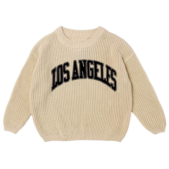 Rggeeun Toddler Girls Sweaters Floral Embroidery Design Hand Embroidered Pure Knit Crew Neck Long Sleeve For Delicate Soft And Comfortable Baby Kids Sweet Tops,Beige2,2-3 Years