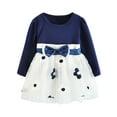 thumbnail image 1 of Rggeeun Toddler Kids Baby Girls Long Sleeve Tulle Patchwork Flower Bow Dresses Clothes Comfort Casual O-Neck Sundress, 1 of 5