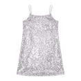 thumbnail image 1 of Rggeeun Toddler Sequin Girls Dress Adjustable Spaghetti Strap Pencil Midi Bodycon Party Gown With Shiny Glitter For Teen Junior Youth Formal Events Evening Occasions Birthday Casual O-Neck Sundress, 1 of 3