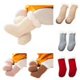 thumbnail image 1 of Rggeeun Toddler Socks Grip Socks Warm Comfort Crew Socks Boys Girls Cotton Socks Fall Winter Cute Socks Party Fashion,Beige,6-12 Months, 1 of 8