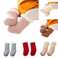 thumbnail image 1 of Rggeeun Toddler Socks Grip Socks Warm Comfort Crew Socks Boys Girls Cotton Socks Fall Winter Cute Socks Party Trendy,Pink,0-6 Months, 1 of 7