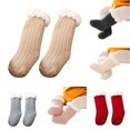 thumbnail image 1 of Rggeeun Toddler Socks Grip Socks Warm Comfort Crew Socks Boys Girls Cotton Socks Fall Winter Cute Socks Streetwear Leisure,Beige,6-12 Months, 1 of 7