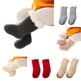 thumbnail image 1 of Rggeeun Toddler Socks Grip Socks Warm Comfort Crew Socks Boys Girls Cotton Socks Fall Winter Cute Socks Training Relaxed,Gray,6-12 Months, 1 of 7