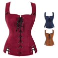thumbnail image 1 of Rggeeun Women Clothes Renaissance Corset Medieval Costume Clothes Women Tank Tops Tie-Front Corset Tops for Women Festival Versatile,Red,M, 1 of 5