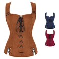 thumbnail image 1 of Rggeeun Women Clothes Renaissance Corset Medieval Costume Clothes Women Tank Tops Tie-Front Corset Tops for Women Travel Party Leisure,Brown,L, 1 of 5