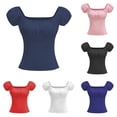 thumbnail image 1 of Rggeeun Women Costume Puff Sleeve Corset Square Neck Women Tops Lightweight Slim Fit Women Clothes Daily Wear Stylish,Blue,M, 1 of 3