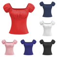 thumbnail image 1 of Rggeeun Women Puff Sleeve Corset Square Neck Women Tops Lightweight Slim Fit Women Clothes Evening Party Versatile,Red,S, 1 of 3
