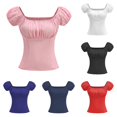 thumbnail image 1 of Rggeeun Women Puff Sleeve Corset Square Neck Women Tops Lightweight Slim Fit Women Clothes Holiday Casual,Red,S, 1 of 3