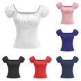 thumbnail image 1 of Rggeeun Women Puff Sleeve Corset Square Neck Women Tops Lightweight Slim Fit Women Clothes Party Night Casual,White,2Xl, 1 of 3