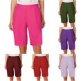 thumbnail image 1 of Rggeeun Women'S Shorts Summer Elastic High Waist with Pockets Smooth Solid Color Plus Size Wide Leg Knee Length Relaxed Fit for Streetwear Leisure Bottoms,Pink,L, 1 of 6