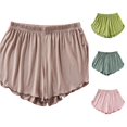 thumbnail image 1 of Rggeeun Women'S Shorts Summer Waist Draping Elastic Above Knee Relaxed Fit Lightweight Smooth Ruffled Hem for Summer Play Sports Comfort Bottoms,Beige,Xxl, 1 of 4