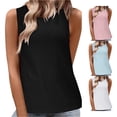 thumbnail image 1 of Rggeeun Women Tank Tops Flowy Vest Loose Fit Plus Size Embossed Design Solid Color Wide Strap Breathable For Summer Party Elegant Sleeveless,Black,M, 1 of 7