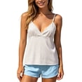 thumbnail image 1 of Rggeeun Women Tank Tops Plaid Pattern Flowy Camisole Spaghetti Strap V Neck With Lace Trim Loose Plus Size Soft Breathable For Summer Party Elegant Sleeveless,Beige,S, 1 of 7