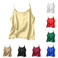 thumbnail image 1 of Rggeeun Women Tank Tops Plus Size Satin Loose Camisole Flowy Top U Neck Solid Color Soft Breathable for Summer Evening Party Stylish Sleeveless,Beige,Xxl, 1 of 8