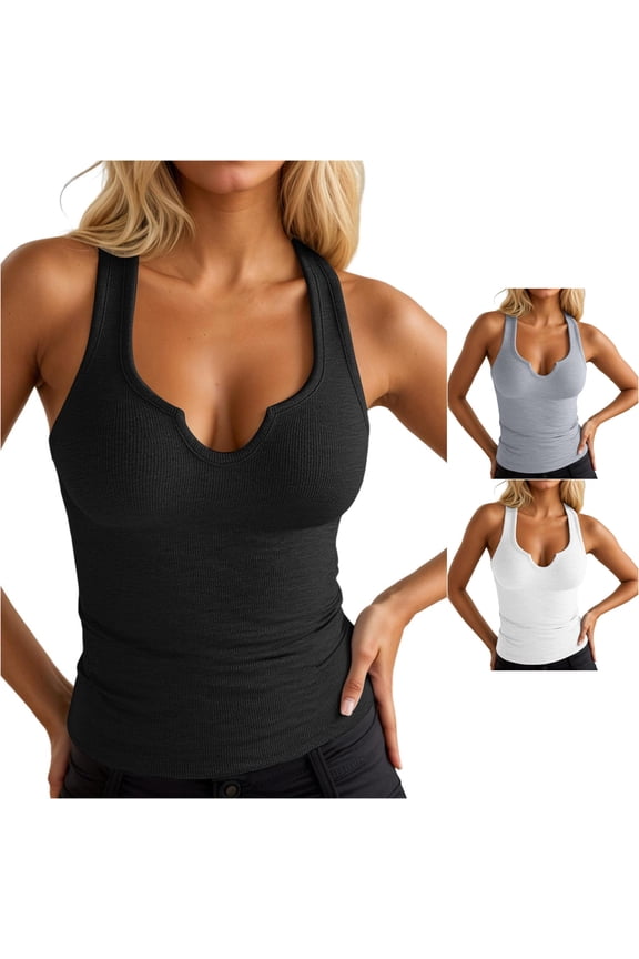 Women Tank Tops Ribbed Halter Top Square Neck Elastic Blouse Backless Solid Color Athletic Slim Fit for Summer Party Night Elegant Sleeveless,Black,L