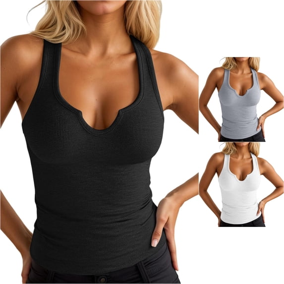 Rggeeun Women Tank Tops Ribbed Halter Top Square Neck Elastic Blouse Backless Solid Color Athletic Slim Fit for Summer Party Night Elegant Sleeveless,Black,L