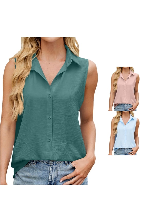 Women Tank Tops Solid Color Collar Vest front Buttons Cardigan Ice Silk Smocked Loose Fit for Summer Streetwear Comfort Sleeveless,Green,L