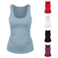 thumbnail image 1 of Rggeeun Women Tank Tops Solid Color U Neck Elastic Waist Vest Loose Fit Long Lightweight for Summer Everyday Use Simple Sleeveless,Blue,Xs, 1 of 4