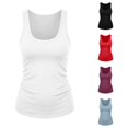 thumbnail image 1 of Rggeeun Women Tank Tops Solid Color U Neck Elastic Waist Vest Loose Fit Long Lightweight for Summer Outdoor Picnics Versatile Sleeveless,White,S, 1 of 4