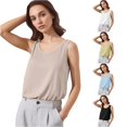 thumbnail image 1 of Rggeeun Women Tank Tops Solid Color U Neck Wide Strap Vest Elastic Relaxed Fit Waist Draping Soft for Summer Outdoor Play Elegant Sleeveless,Beige,L, 1 of 4