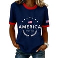 thumbnail image 1 of Rggeeun Women Tees American Flag Graphic & 1776-2026 Letter Print Short Sleeve Crew Neck For 4Th Of July Summer Celebration Lightweight Tops,Navy,Xxxxl, 1 of 4