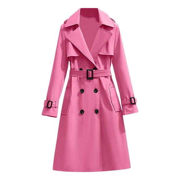 Rggeeun Womens Long Trench Coat Elegant Warm Outerwear For Winter Casual And Formal Outings Versatile Fashion Overcoat Fall Clothes
