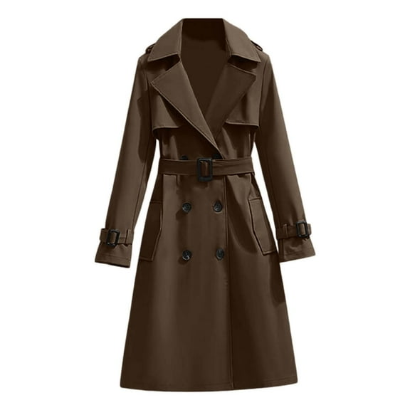 Rggeeun Womens Long Trench Coat Elegant Warm Outerwear For Winter Casual And Formal Outings Versatile Fashion Overcoat Fall Clothes