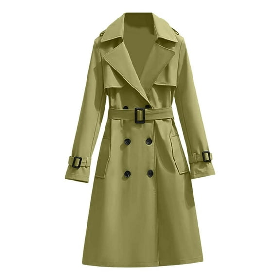 Rggeeun Womens Long Trench Coat Elegant Warm Outerwear For Winter Casual And Formal Outings Versatile Fashion Overcoat Women Fall Clothes