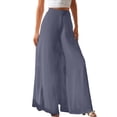 thumbnail image 1 of Rggeeun Womens Pants Solid Color Elastic High Waist Ankle Length Curved Hem Wide Leg Loose Fit Soft Drape With Side Pockets For Everyday Wear Leisure Bottoms,Gray,Xxl, 1 of 4