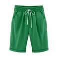thumbnail image 1 of Rggeeun Womens Shorts Solid Color Elastic High Waist Cotton Linen Straight Leg Soft Knee-Length Loose Fit With Side Pockets & Adjustable Tie For Summer Splash Cozy Bottoms,Green,Xxxxl, 1 of 8