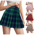 thumbnail image 1 of Rggeeun Womens Skirts Plaid Graphic Pleated Skirt A-Line Elastic Waist Everyday Wear,Blue,XL, 1 of 4