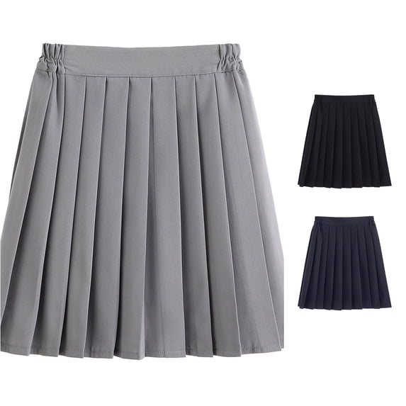 Rggeeun Womens Skirts Pleated A-Line Mini Skirt Elastic Waist Everyday Wear,Gray,5XL