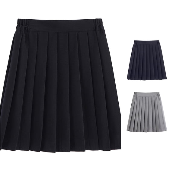Rggeeun Womens Skirts Pleated A-Line Mini Skirt Elastic Waist Play Sports,Black,5XL