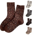 thumbnail image 1 of Rggeeun Womens Socks Leopard Graphic Knitted Slouchy Socks for Women Stretch Casual Cute Socks Fall Winter Travel Party Trendy,Brown,One Size, 1 of 5