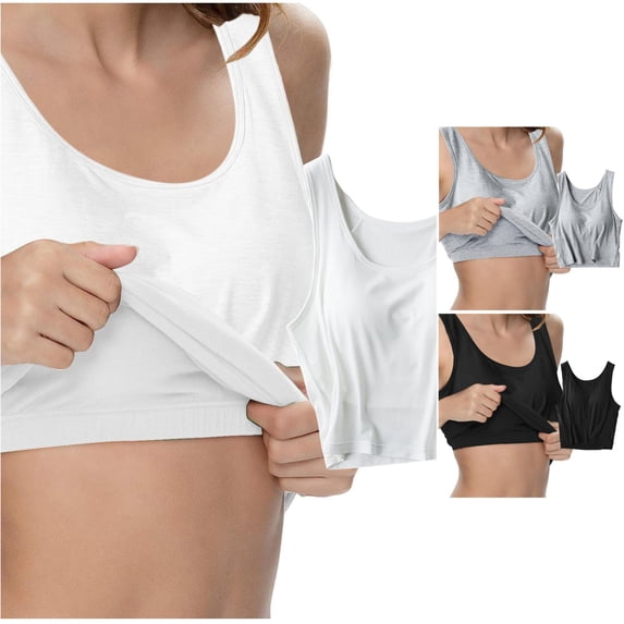 Rggeeun Womens Tank Tops Cropped Vest Built In Bra Wide Strap U Neck Solid Color Loose Fit Waist Draping For Summer Yoga Beach Wear Trendy Tops,White,Xl