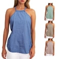 thumbnail image 1 of Rggeeun Womens Tank Tops Flowy Camisole Plus Size With Spaghetti Strap Halter Solid Color Backless Loose Fit For Summer Yoga Travel Party Basic Tops,Blue,M, 1 of 5
