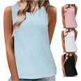 thumbnail image 1 of Rggeeun Womens Tank Tops Flowy Vest Loose Fit Plus Size Embossed Design Solid Color Wide Strap Breathable For Summer Beach Lounging Relaxed Tops,Blue,S, 1 of 7