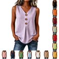 thumbnail image 1 of Rggeeun Womens Tank Tops Flowy Vest Solid Color V Neck Wide Strap Front Buttons Elastic Loose Fit Breathable For Summer Yoga Beach Lounging Graceful Tops,Purple,Xxxl, 1 of 4