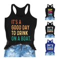 thumbnail image 1 of Rggeeun Womens Tank Tops Letter Printed Round Neck Elastic Loose Fit Soft Breathable for Summer Outdoor Activities Trendy Tops,Black,Xl, 1 of 4