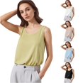 thumbnail image 1 of Rggeeun Womens Tank Tops Solid Color U Neck Wide Strap Vest Elastic Relaxed Fit Waist Draping Soft for Summer Everyday Wear Graceful Tops,Green,Xl, 1 of 4