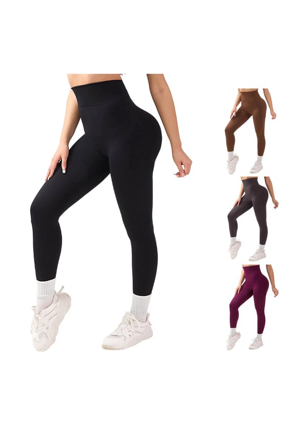 Yoga Pants Women High Waist Seamless Workout Stretchy Leggings Relaxed Fit Calf Length Solid Color for Summer Party Night Delicate Trousers,Black,L